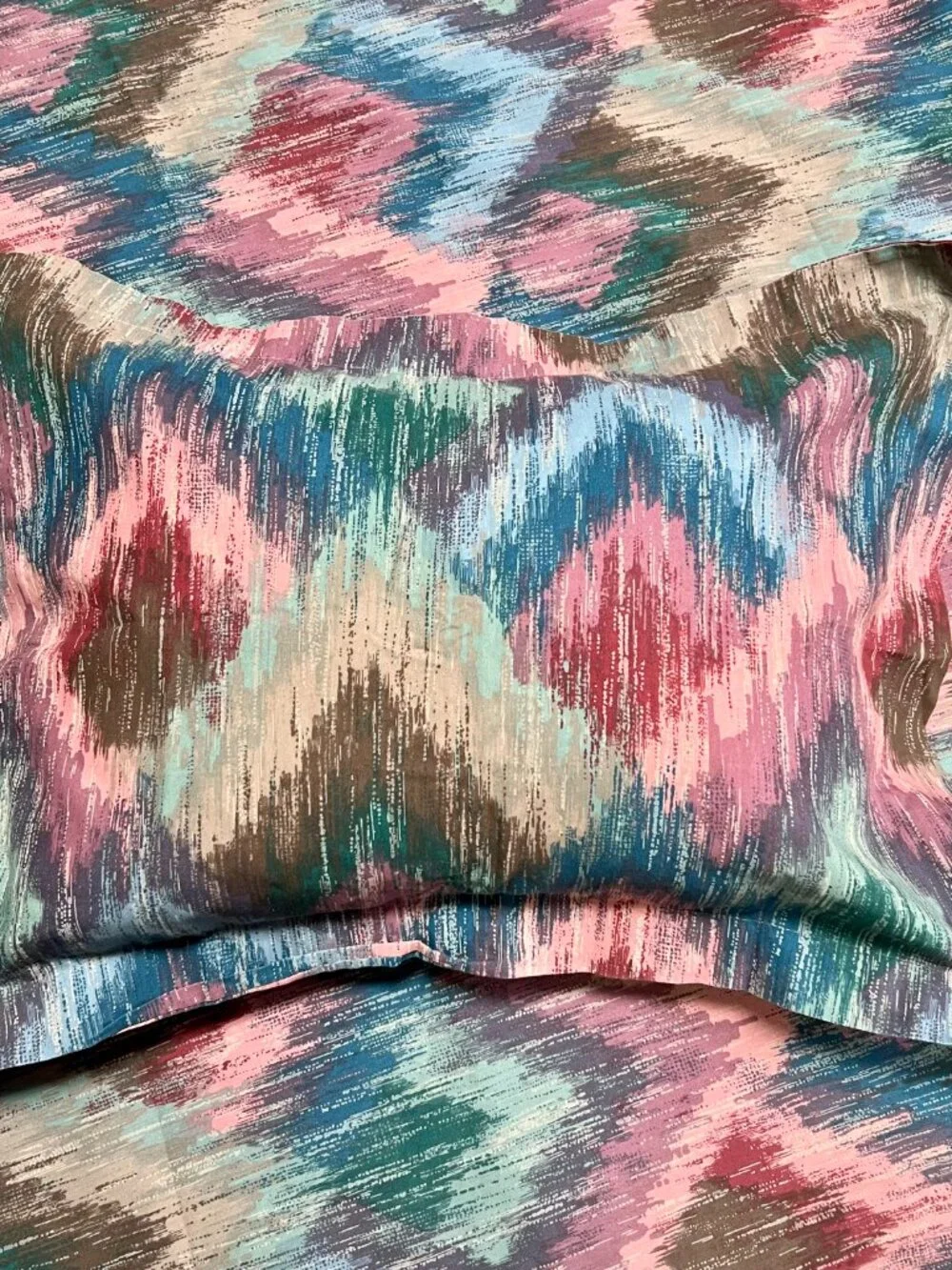 Vintage 80s Southwestern Ikat Print Duvet Cover & Pillow Shams Full/Queen